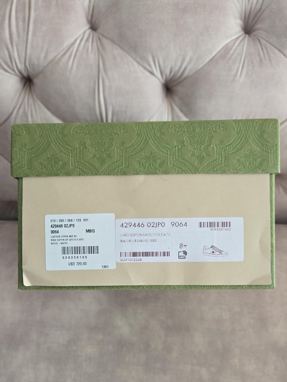 Gucci "New Ace Bee Embroidered" White Sneakers, Size 8.5 - Picture 12 of 13